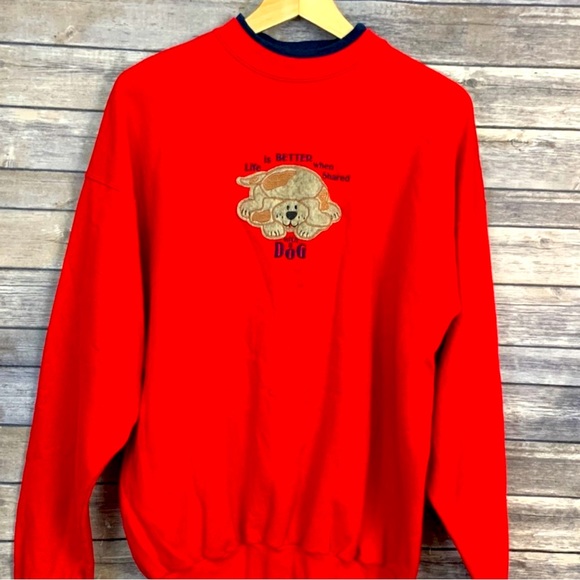 Vintage Tops | Vtg. Life Is Better When Shared w/ Dog Sweatshirt - Picture 1 of 4